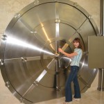 Large stainless vault door at Club Aston Martin