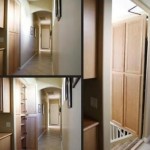 Secret passage behind cabinets that swing in