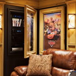 Hidden Media Compartment Behind Painting in Home Theater