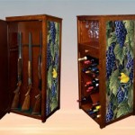 Hidden Long Gun Rack Behind Wine Storage
