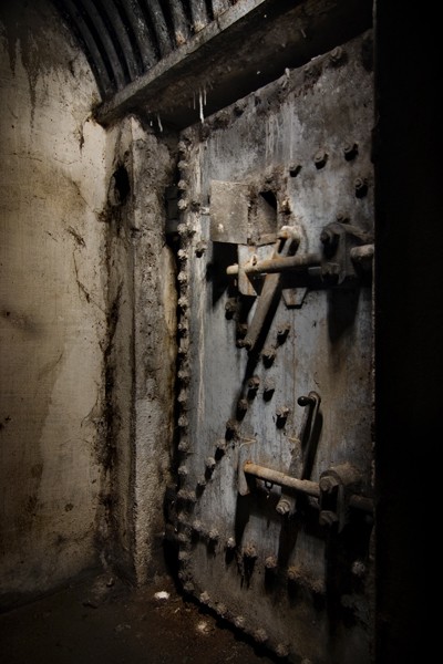 Old heavily reinforced steel door