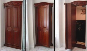 Tall Built-In Cabinet Swings Out to Become Secret Door to Hidden Vault