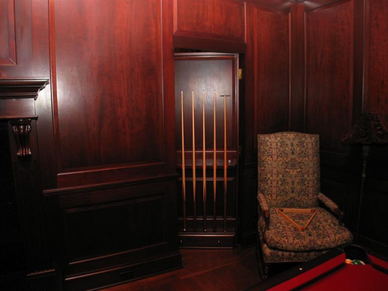 Secret Door Behind Billiard Cue Rack