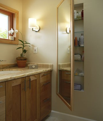 Bathroom Mirror Conceals Secret Cabinet