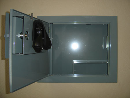 Hidden, Lockable Metal Fuse Box Diversion Wall Safe