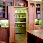 Doors of pantry open to reveal walk-in pantry