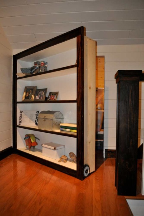 Hidden Moving Bookshelf Door to Attic