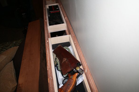 Secret Gun Compartment in Bed Headboard