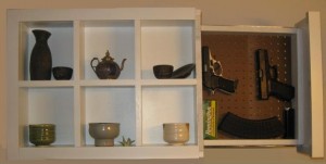 Shelves with Hidden Sliding Compartment