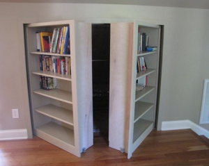 Moving Bookshelves Use InvisiDoor Hardware