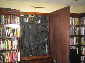 Gun Storage in Hidden Library Cabinet