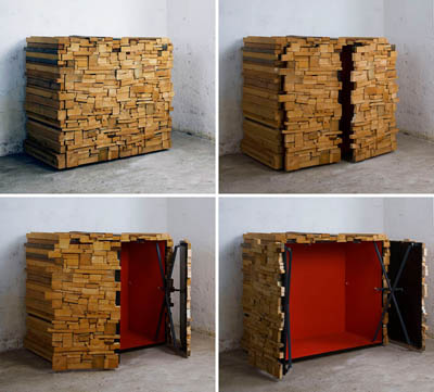 Cabinet Disguised as Wood Pile