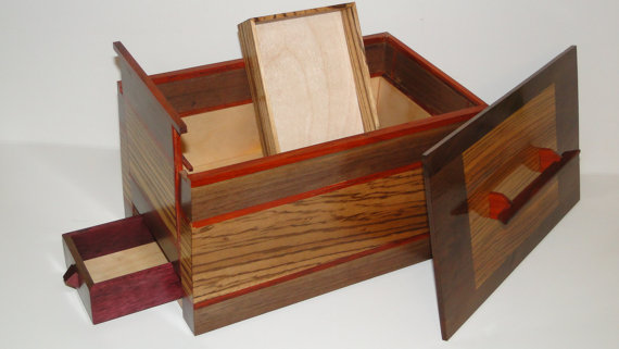 Hidden Compartment Solid Wood Jewelry Box