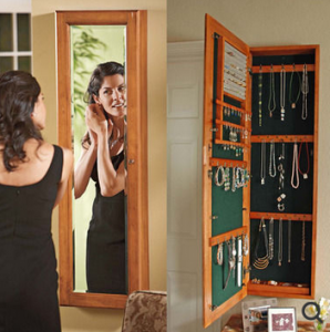 Jewelry Cabinet Revealed Behind Mirror