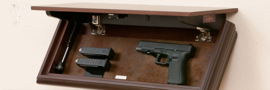 Hand Gun in Secret Shelf Compartment