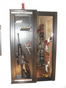 Hidden Gun Compartment Behind Full-Length Mirror