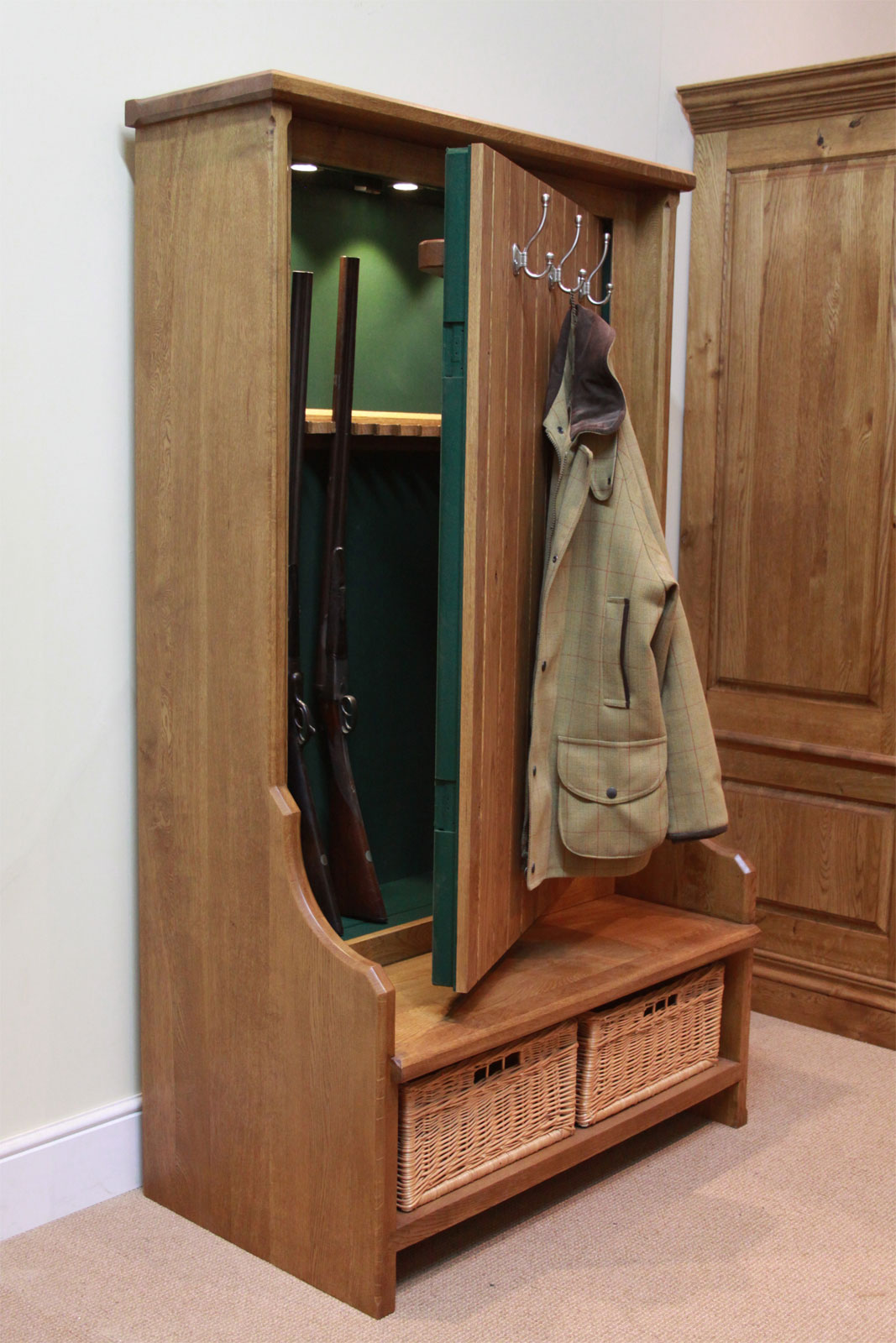 Concealed Gun Cabinet Bench/Coat Rack