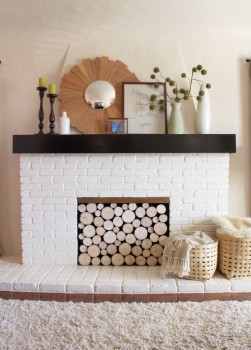 Faux Wood Pile in Fireplace