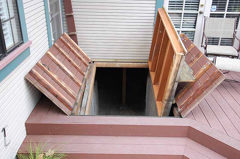 Deck Trap Doors Conceal Cellar Entrance